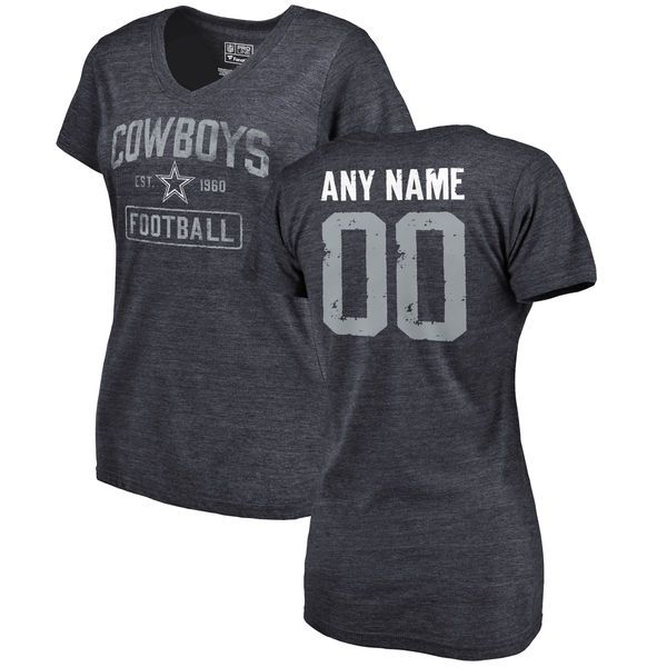 Women Dallas Cowboys NFL Pro Line by Fanatics Branded Navy Custom Name and Number Tri-Blend T-Shirt